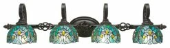Toltec Lighting Elegante 4-Light Bath Bar, Dark Granite, 7" Turquoise Cypress Art Glass