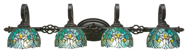 Toltec Lighting Elegante 4-Light Bath Bar, Dark Granite, 7" Turquoise Cypress Art Glass 1 Toltec Lighting Elegante 4-Light Bath Bar, Dark Granite, 7" Turquoise Cypress Art Glass