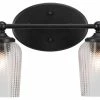 Toltec Lighting Capri 2 Light Bath Bar, Matte Black Finish, 5" Clear Textured Glass