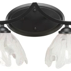 Toltec Lighting Zilo 2-Light Bath Bar, Matte Black Finish, 7" Italian Ice Glass