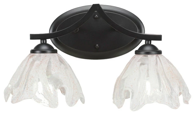 Toltec Lighting Zilo 2-Light Bath Bar, Matte Black Finish, 7" Italian Ice Glass 1 Toltec Lighting Zilo 2-Light Bath Bar, Matte Black Finish, 7" Italian Ice Glass