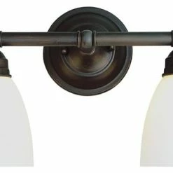 Joshua Marshal Two Light Brushed Nickel Frosted Glass Vanity