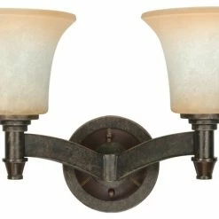 Satco Products Nuvo Lighting Viceroy ES 2 Light Vanity With Burnt Sienna Glass