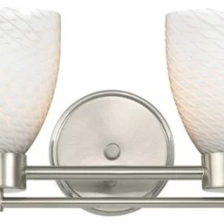 Destination Lighting Modern Bathroom Light With White Glass In Satin Nickel Finish