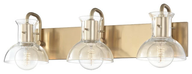 Hudson Valley Lighting Riley 3-Light Bath-Light, Clear Glass, Finish: Aged Brass 1 Hudson Valley Lighting Riley 3-Light Bath-Light, Clear Glass, Finish: Aged Brass