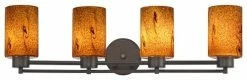Destination Lighting Modern Bathroom Light With Brown Art Glass - Four Lights