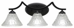 Toltec Lighting Zilo 3 Light Bath Bar Shown In Matte Black Finish With 7" Italian Bubble Glass