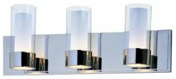 Maxim Lighting International Silo 3-Light Bath Vanity, Polished Chrome, Clear/Frosted Glass