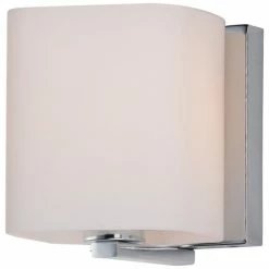 Maxim Lighting International Wrap 1-Light Bath Vanity, Polished Chrome With Satin White Glass/Shade