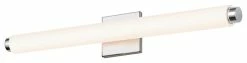 SONNEMAN – A Way Of Light Tubo Slim LED 24" Vanity Light With Etched Glass, Polished Chrome, Drum Trim