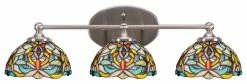 Toltec Lighting Capri 3 Light Bath Bar, Brushed Nickel Finish, 7" Kaleidoscope Art Glass