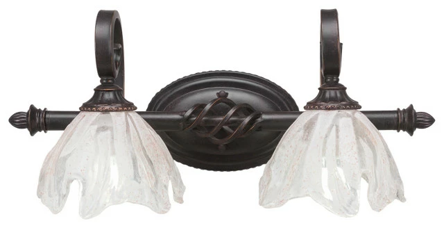 Toltec Lighting Elegante 2 Light Bath Bar In Dark Granite, 7" Italian Ice Glass, 7" Italian Ice 1 Toltec Lighting Elegante 2 Light Bath Bar In Dark Granite, 7" Italian Ice Glass, 7" Italian Ice