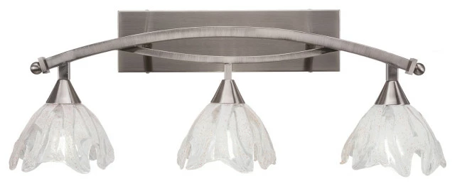 Toltec Lighting Bow 3 Light Bath Bar, 7" Italian Ice Glass 1 Toltec Lighting Bow 3 Light Bath Bar, 7" Italian Ice Glass