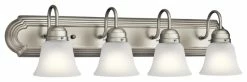 Kichler Bath 4-Light, Brushed Nickel/Satin Etched Glass