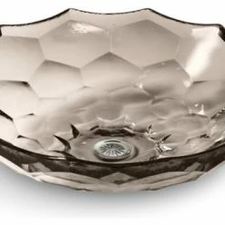 Kohler Briolette Vessel Faceted Glass Bathroom Sink, Translucent Doe