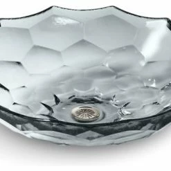 Kohler Briolette Vessel Faceted Glass Bathroom Sink, Ice