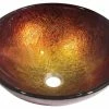 Dawn Kitchen & Bath Products, Inc Dawn Tempered Glass, Hand-Painted Glass Vessel Sink-Round Shape, Gold And Brown