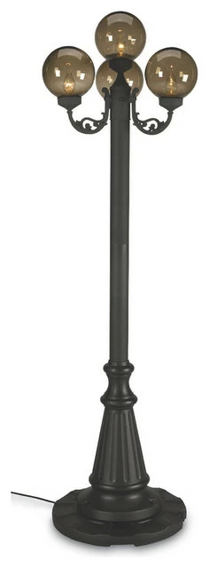 Patio Living Concepts European 4 Bronze Globe Lantern Patio Lamp, Park Style, Black/Bronze Glass