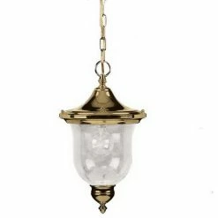 Kichler Polished Brass And Seedy Glass Sturbridge Exterior Hanging Light