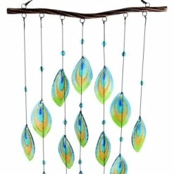 Continental Art Center Inc Peacock Tail Glass Windchime
