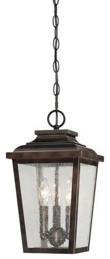 Minka Aire 3-Light Chain Hung, Chelesa Bronze With Clear Seeded Glass