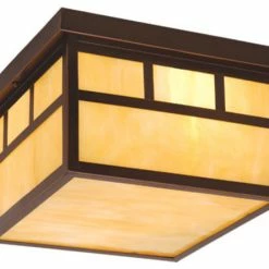 Vaxcel Mission 12" Outdoor Ceiling Light, Burnished Bronze With Honey Opal Glass