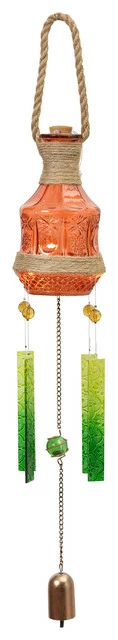 Gerson Company 29-Inch Long Solar Powered Glass Bottle Windchime