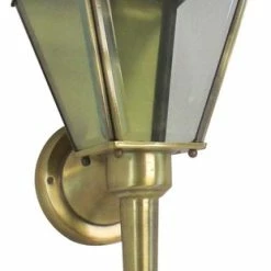 EVER Antique Brass With Clear Glass Exterior Coach Wall Lantern With Tail