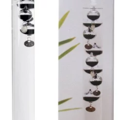 Null Galileo Thermometer, Clear Glass, Black, Large
