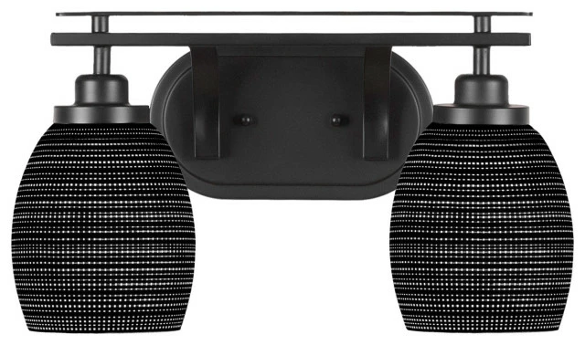 Toltec Lighting Odyssey 2 Light Bath Bar In Matte Black Finish With 5" Black Matrix Glass 1 Toltec Lighting Odyssey 2 Light Bath Bar In Matte Black Finish With 5" Black Matrix Glass