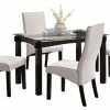 Pilaster Designs, Wood And Glass Dining Dinette Set, Table And 4 Chairs, White