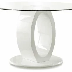 Furniture Of America E-Commerce By Enitial Lab Furniture Of America Round Tempered Glass Top Dining Table In White
