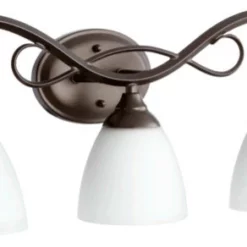 Joshua Marshal Three Light Oiled Bronze Satin Opal Glass Vanity