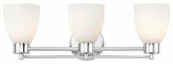 Destination Lighting Modern Bathroom Light With White Glass In Chrome Finish