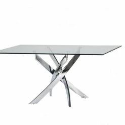 Vig Furniture Inc. Modrest Pyrite Modern Rectangular Glass Dining Table