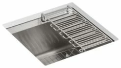 Kohler 8 Degree Under-Mount Bar Sink W/ Bottom Bowl Sink Rack & Wine Glass Rack