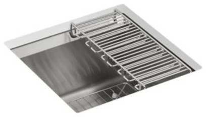 Kohler 8 Degree Under-Mount Bar Sink W/ Bottom Bowl Sink Rack & Wine Glass Rack 1 Kohler 8 Degree Under-Mount Bar Sink W/ Bottom Bowl Sink Rack & Wine Glass Rack
