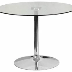 Flash Furniture 39.25'' Round Glass Table With 29''H Chrome Base