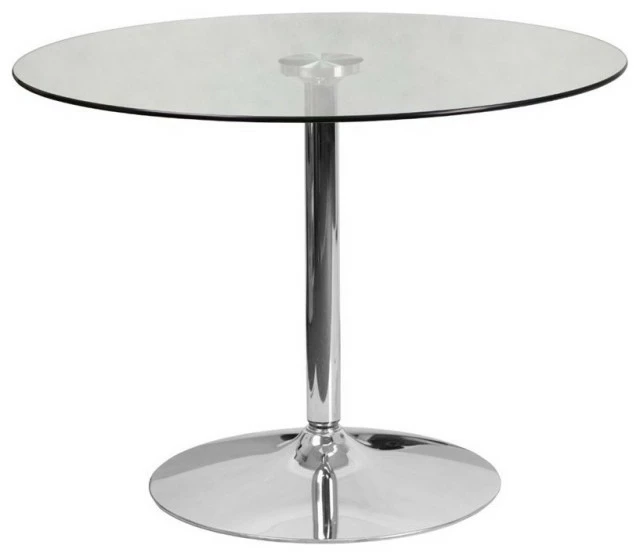 Flash Furniture 39.25'' Round Glass Table With 29''H Chrome Base 1 Flash Furniture 39.25'' Round Glass Table With 29''H Chrome Base