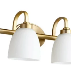 World Of Gold Bathroom Vanity 4-Light With Aged Brass Satin Opal Glass Medium 34" 400W