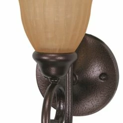 Satco Products Copper Bronze And Champagne Linen Glass Energy Saving Wall Sconce