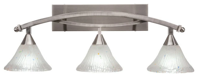 Toltec Lighting Bow 3 Light Bath Bar, 7" Frosted Crystal Glass 1 Toltec Lighting Bow 3 Light Bath Bar, 7" Frosted Crystal Glass