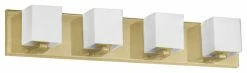 Dainolite Ltd. 4 Light Halogen Vanity, Aged Brass With White Glass
