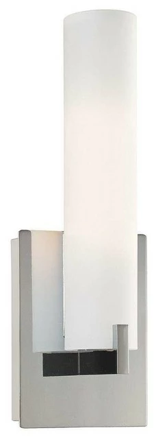 Minka Aire Tube 2 Light Wall Sconce In Chrome With Etched Opal Glass