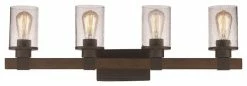 Trans Globe Lighting 4 Light Vanity Bar In Rubbed Oil Bronze With Seeded Glass