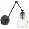 Austin Allen & Co Profile 1-Light Adjustable Arm Glass Sconce, Matte Black