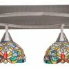 Toltec Lighting Bow 4-Light Bath Bar, With 7" Kaleidoscope Art Glass, Brushed Nickel