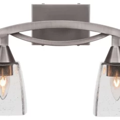 Toltec Lighting Bow 2-Light Bath Bar, Brushed Nickel Finish, 4.5" Clear Bubble Glass