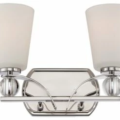 Satco Products Nuvo Connie 2-Light Vanity Fixture With White Glass, Polished Nickel, 60-5492