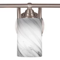 Toltec Lighting Paramount 3 Light Bath Bar, Brushed Nickel Finish With 4" Onyx Swirl Glass